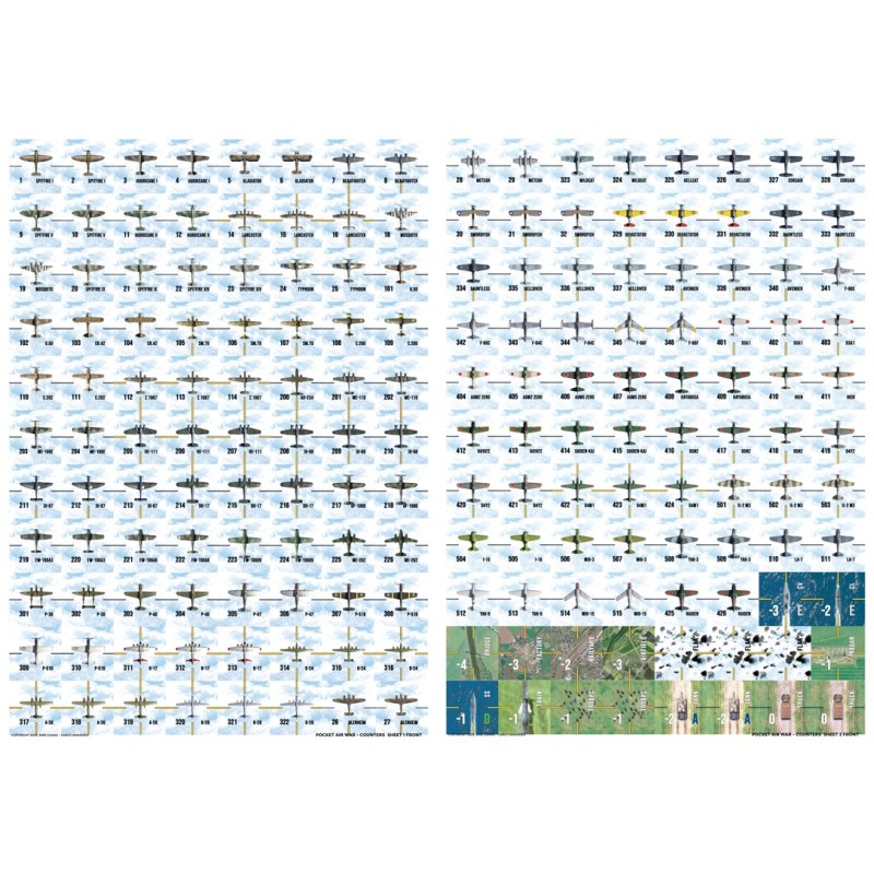 2 Fogli pedine aggiuntivi per Pocket Air War